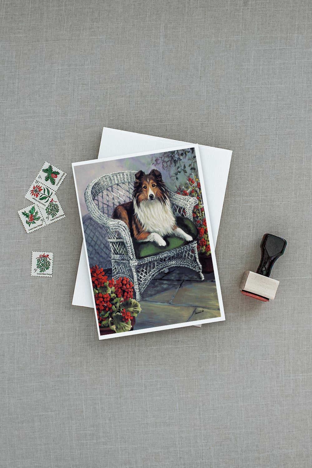 Sheltie Patio Jewel Greeting Cards Pack of 8 Blank Cards with Envelopes Whimsical A7 Size 5x7