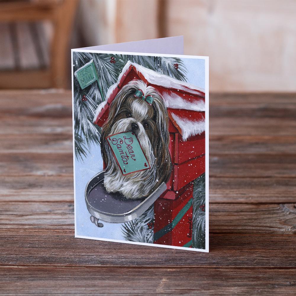 Shih Tzu Christmas Letter to Santa Greeting Cards Pack of 8 Blank Cards with Envelopes Whimsical A7 Size 5x7