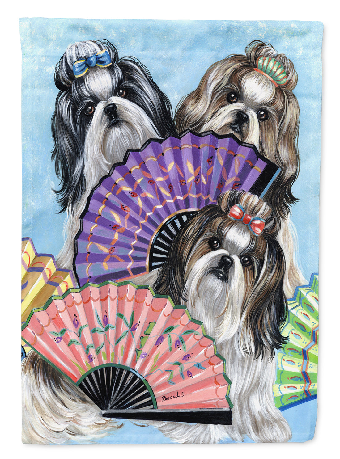 Shih Tzu Top Fans House Flag 28x40 Porch Sleeve Pole Decorative Outside Yard Banner Artwork Wall Hanging, Polyester