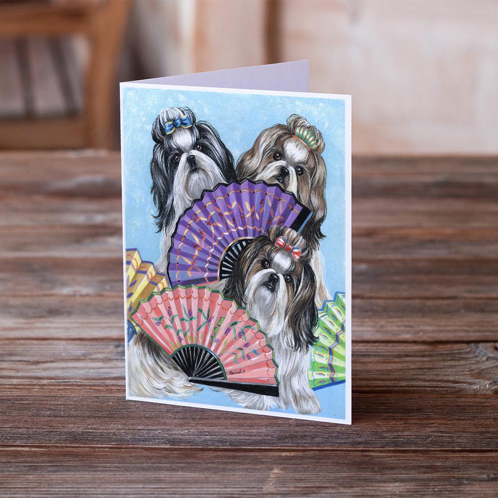 Shih Tzu Top Fans Greeting Cards Pack of 8 Blank Cards with Envelopes Whimsical A7 Size 5x7