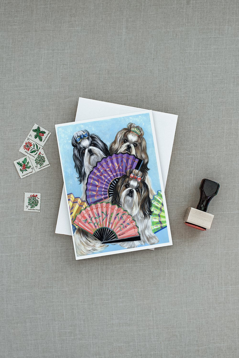 Shih Tzu Top Fans Greeting Cards Pack of 8 Blank Cards with Envelopes Whimsical A7 Size 5x7