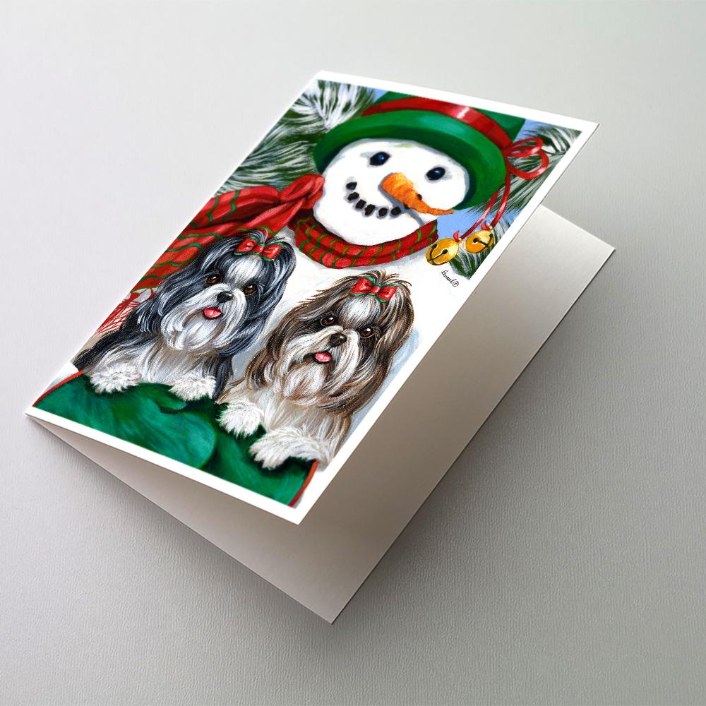 Shih Tzu Christmas Snowman Greeting Cards Pack of 8 Blank Cards with Envelopes Whimsical A7 Size 5x7