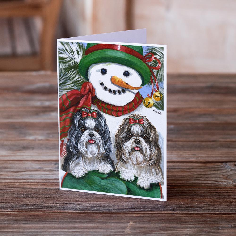 Shih Tzu Christmas Snowman Greeting Cards Pack of 8 Blank Cards with Envelopes Whimsical A7 Size 5x7