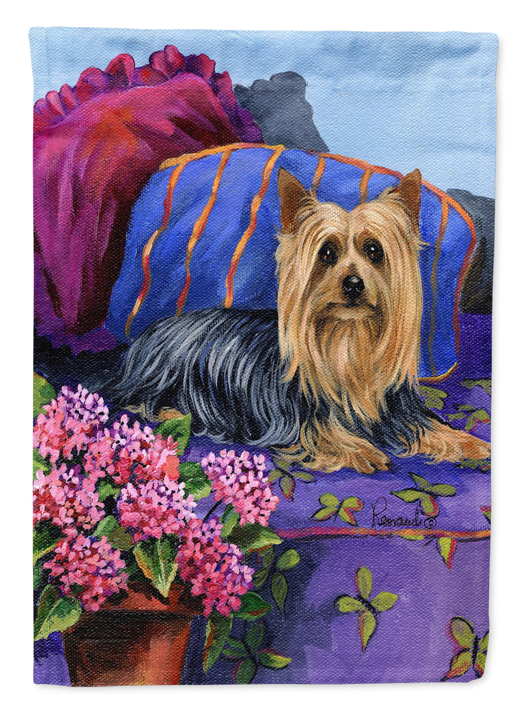 Silky Terrier Luxurious House Flag 28x40 Porch Sleeve Pole Decorative Outside Yard Banner Artwork Wall Hanging, Polyester