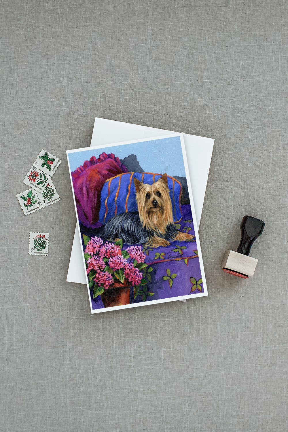 Silky Terrier Luxurious Greeting Cards Pack of 8 Blank Cards with Envelopes Whimsical A7 Size 5x7