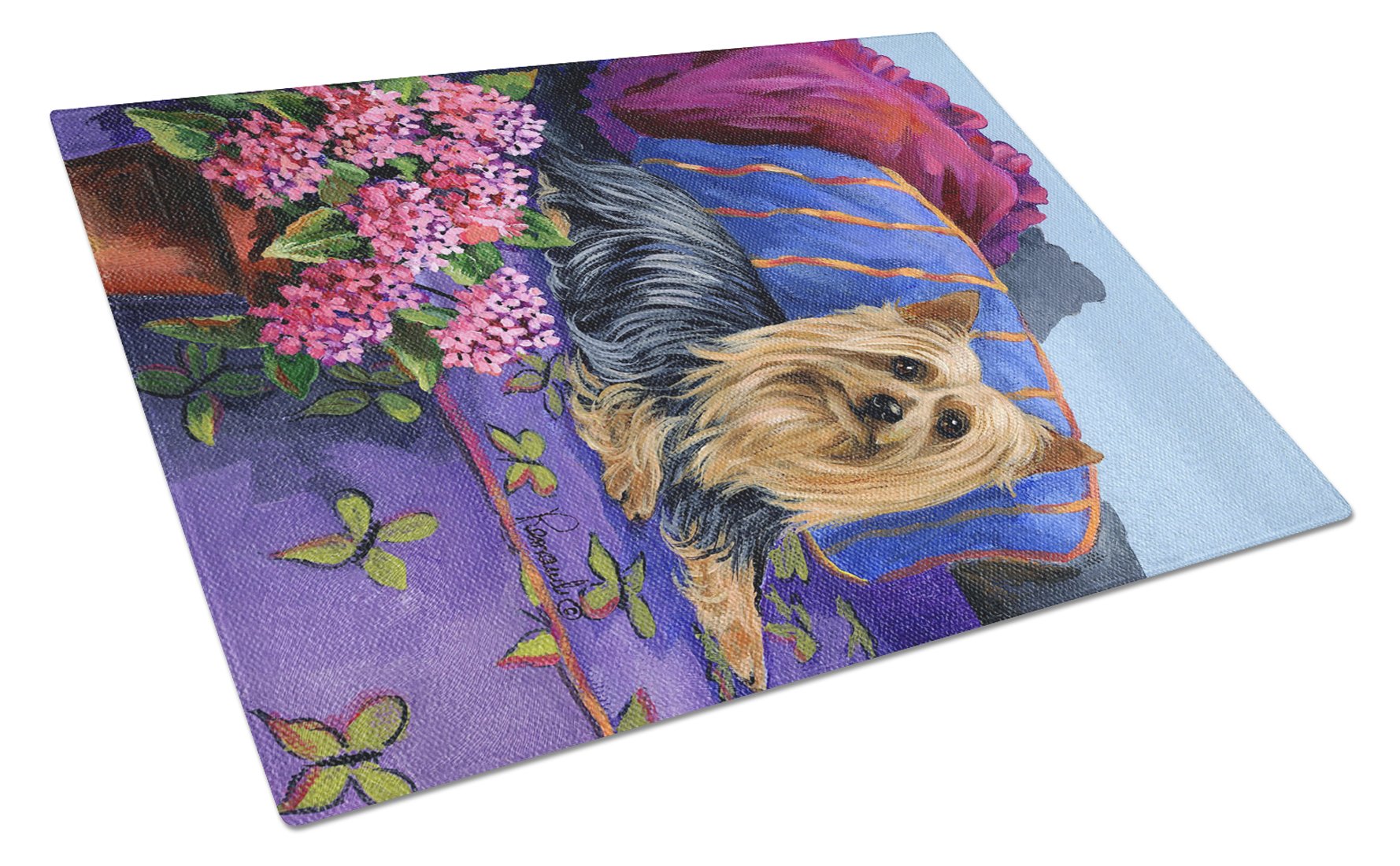 Silky Terrier Luxurious Cutting Board Tempered Glass Kitchen Cutting Surface, Heat Resistant Chopping, Non-Slip Feet, Food Prep & Serving
