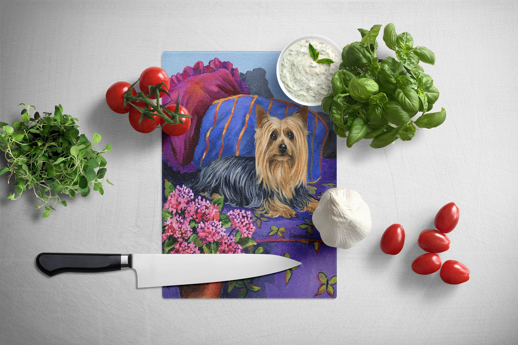 Silky Terrier Luxurious Cutting Board Tempered Glass Kitchen Cutting Surface, Heat Resistant Chopping, Non-Slip Feet, Food Prep & Serving