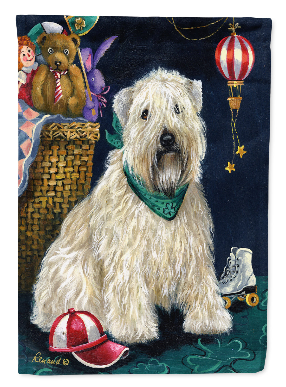 Wheaten Terrier Playroom House Flag 28x40 Porch Sleeve Pole Decorative Outside Yard Banner Artwork Wall Hanging, Polyester