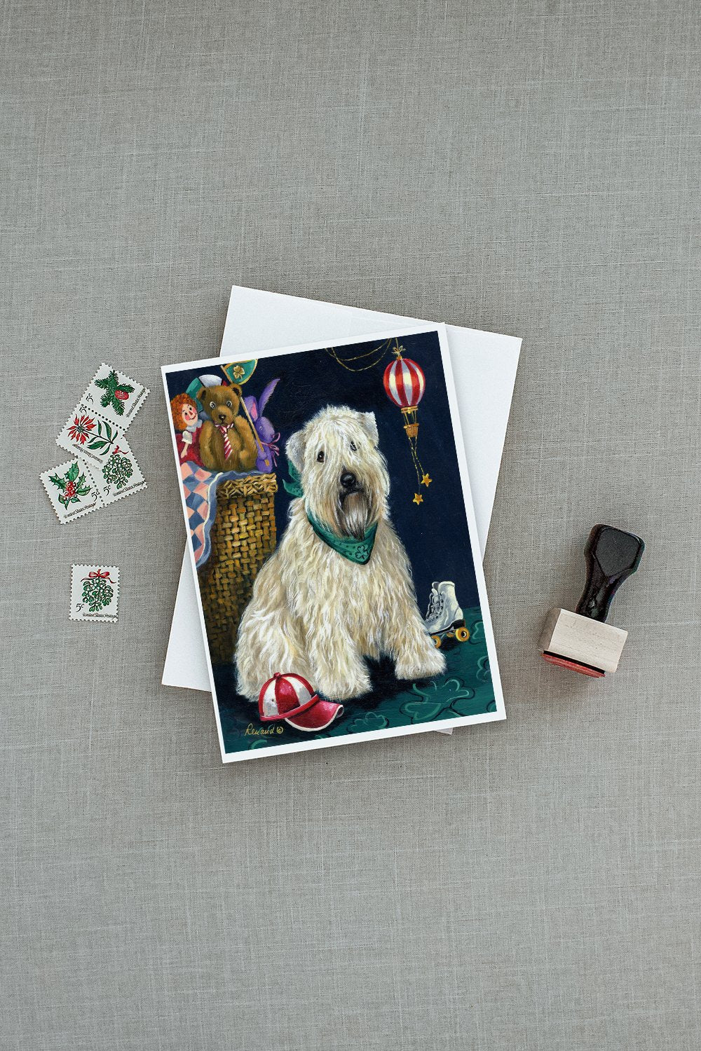 Wheaten Terrier Playroom Greeting Cards Pack of 8 Blank Cards with Envelopes Whimsical A7 Size 5x7
