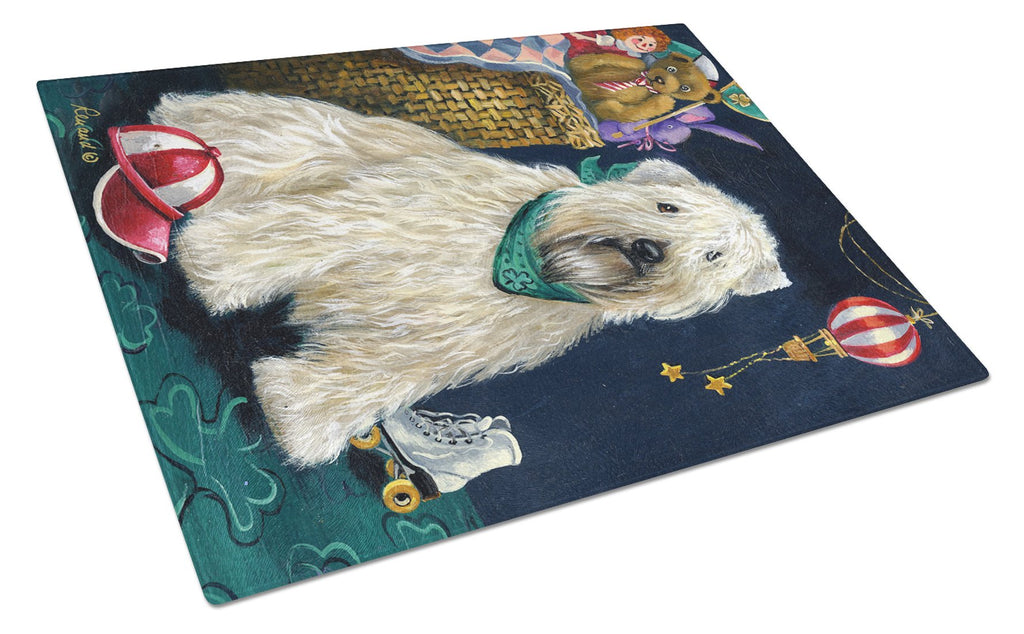 Wheaten Terrier Playroom Cutting Board Tempered Glass Kitchen Cutting Surface, Heat Resistant Chopping, Non-Slip Feet, Food Prep & Serving