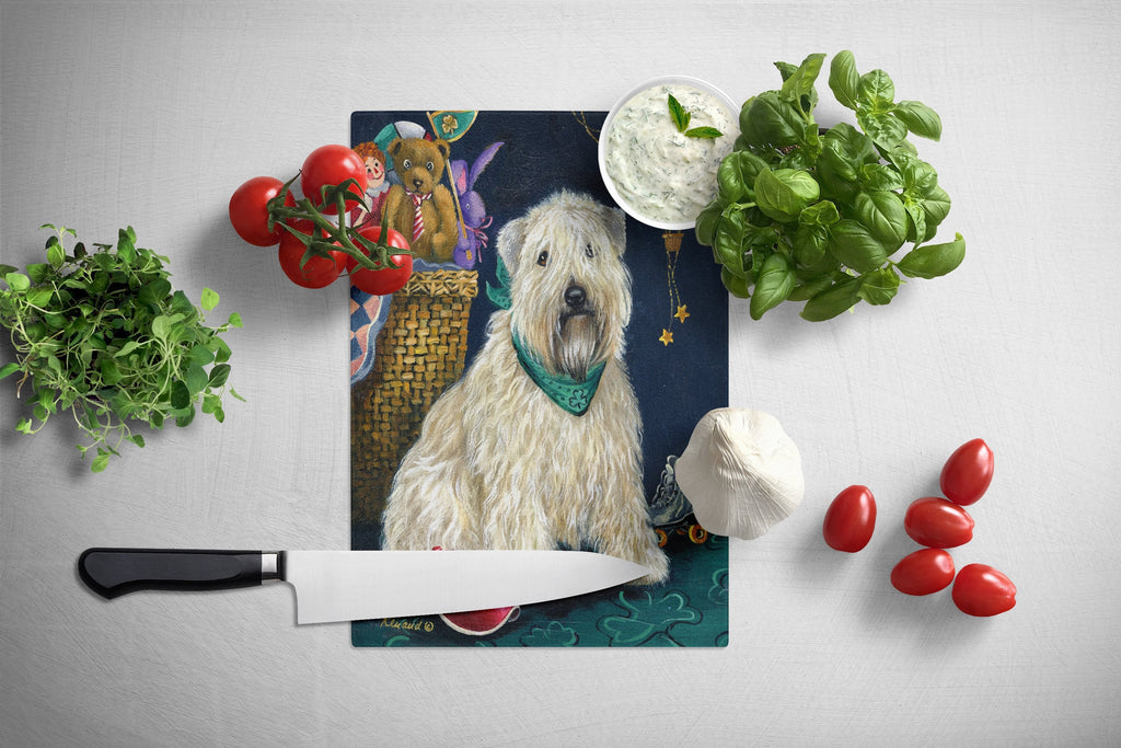 Wheaten Terrier Playroom Cutting Board Tempered Glass Kitchen Cutting Surface, Heat Resistant Chopping, Non-Slip Feet, Food Prep & Serving