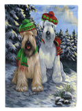 Wheaten Terrier Christmas Snowdog House Flag 28x40 Porch Sleeve Pole Decorative Outside Yard Banner Artwork Wall Hanging, Polyester