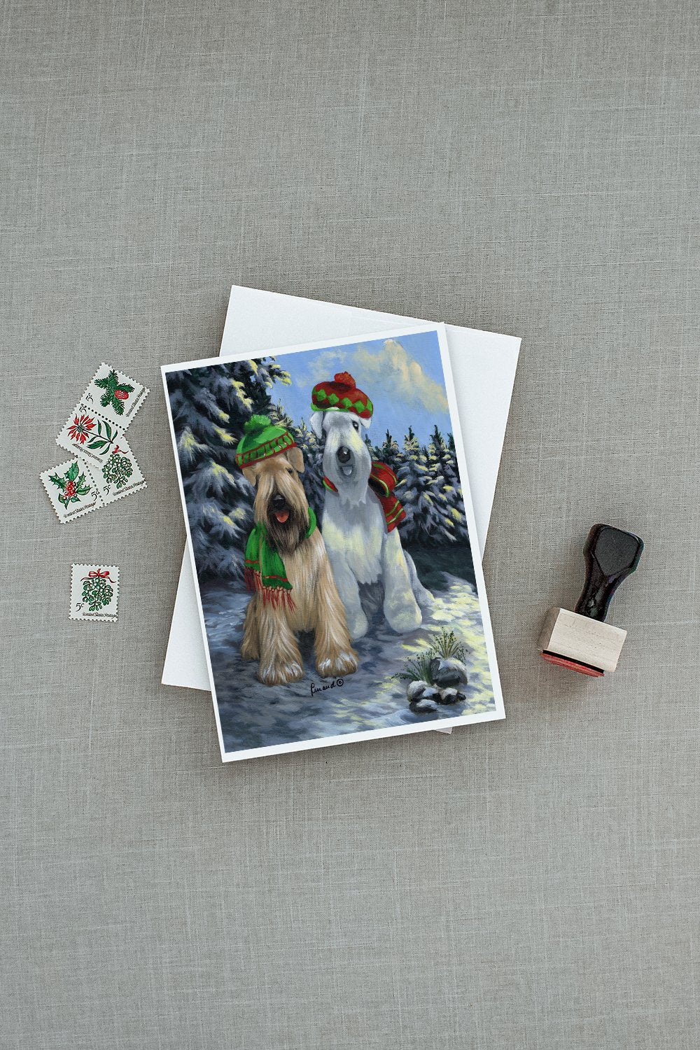 Wheaten Terrier Christmas Snowdog Greeting Cards Pack of 8 Blank Cards with Envelopes Whimsical A7 Size 5x7