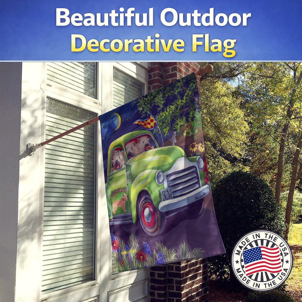 Wheaten Terrier Zoom House Flag 28x40 Porch Sleeve Pole Decorative Outside Yard Banner Artwork Wall Hanging, Polyester