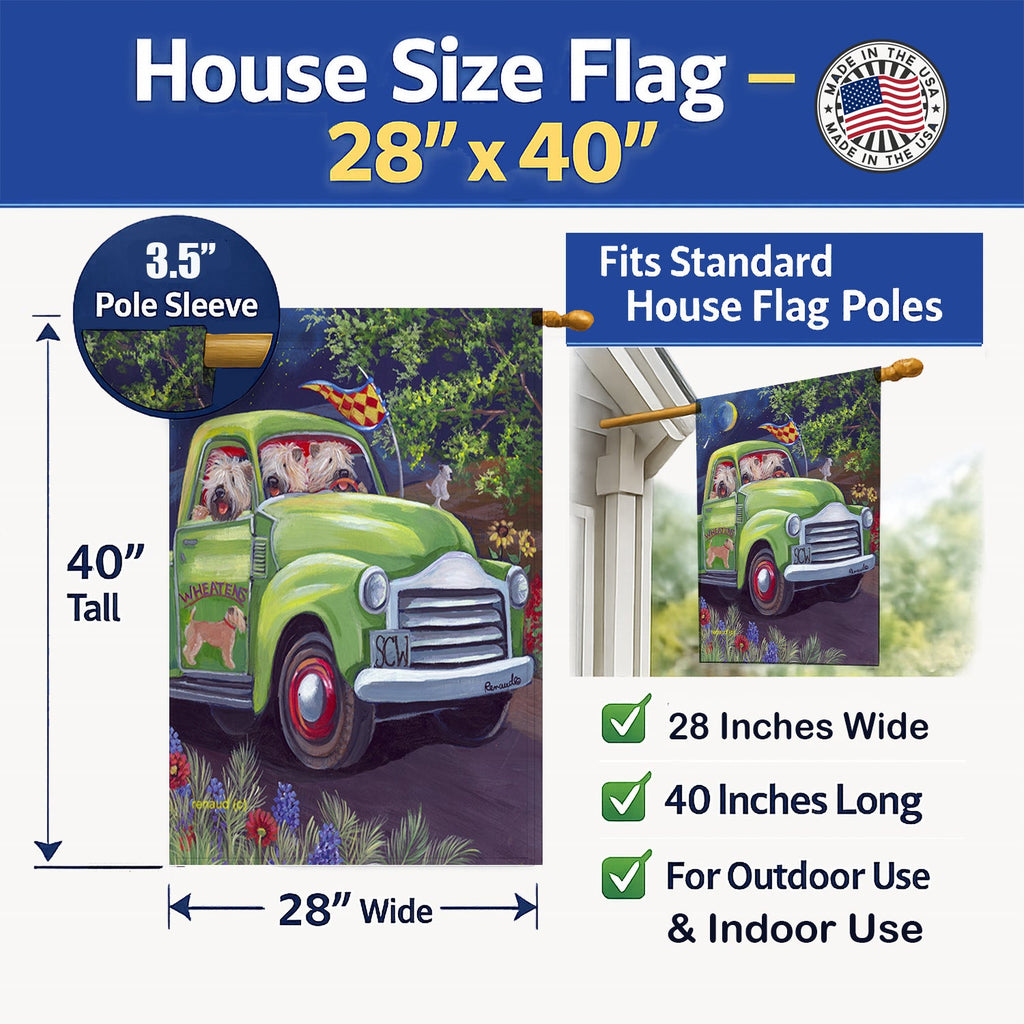 Wheaten Terrier Zoom House Flag 28x40 Porch Sleeve Pole Decorative Outside Yard Banner Artwork Wall Hanging, Polyester