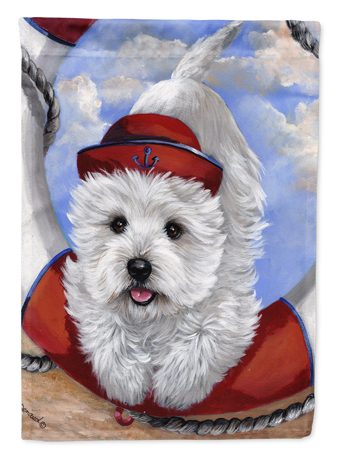 Westie Ahoy Sailor House Flag 28x40 Porch Sleeve Pole Decorative Outside Yard Banner Artwork Wall Hanging, Polyester