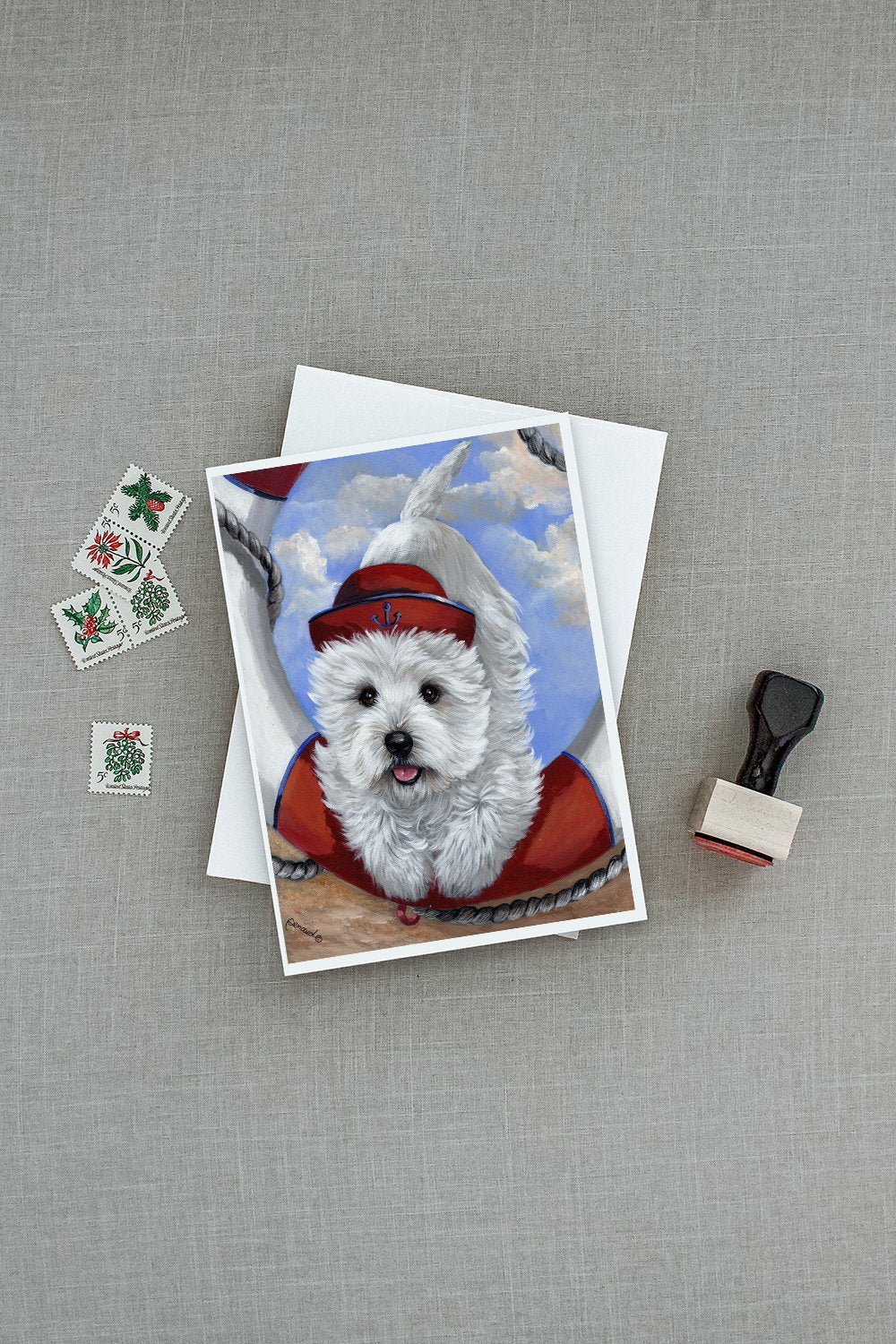 Westie Ahoy Sailor Greeting Cards Pack of 8 Blank Cards with Envelopes Whimsical A7 Size 5x7