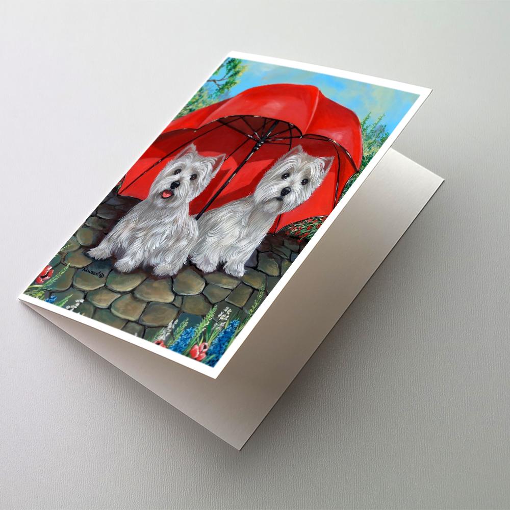 Westie April Showers Greeting Cards Pack of 8 Blank Cards with Envelopes Whimsical A7 Size 5x7