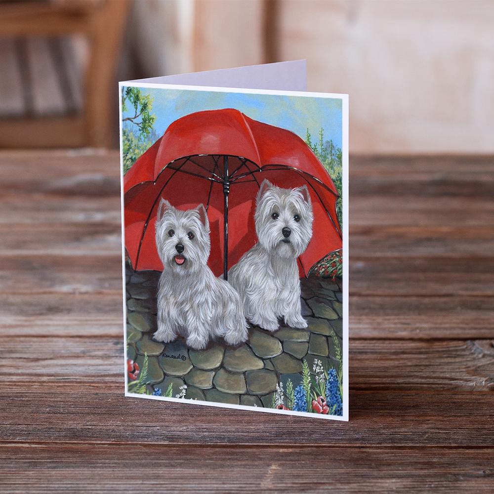 Westie April Showers Greeting Cards Pack of 8 Blank Cards with Envelopes Whimsical A7 Size 5x7