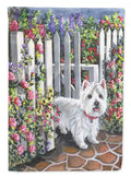 Westie At the Gate House Flag 28x40 Porch Sleeve Pole Decorative Outside Yard Banner Artwork Wall Hanging, Polyester