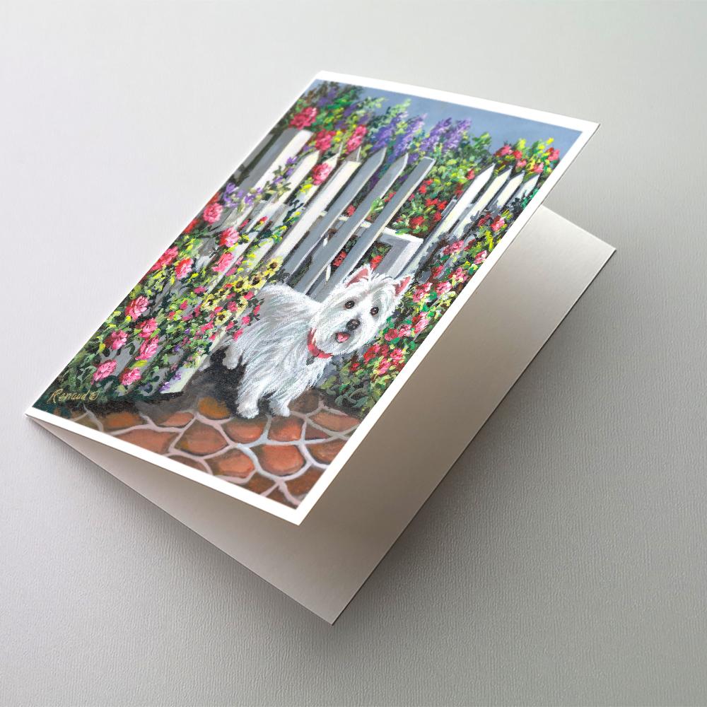 Westie At the Gate Greeting Cards Pack of 8 Blank Cards with Envelopes Whimsical A7 Size 5x7