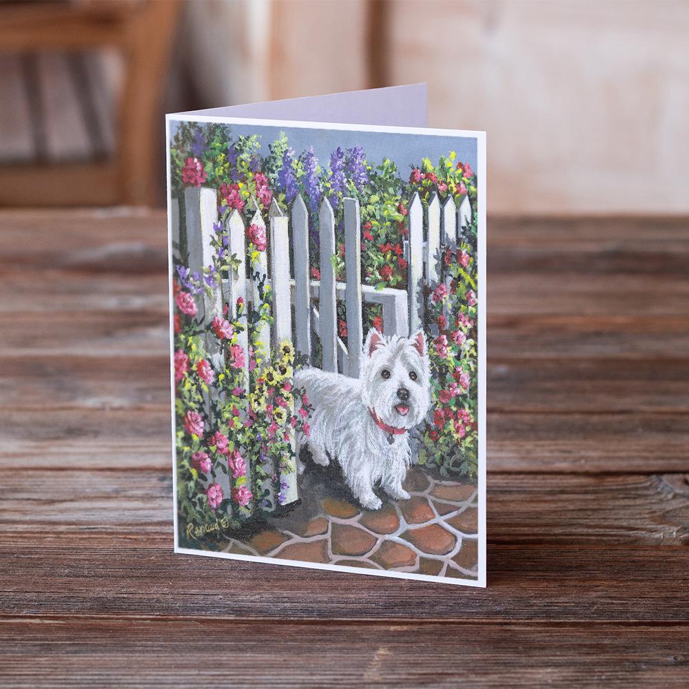 Westie At the Gate Greeting Cards Pack of 8 Blank Cards with Envelopes Whimsical A7 Size 5x7