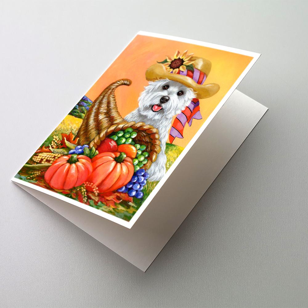 Westie Autumn Greeting Cards Pack of 8 Blank Cards with Envelopes Whimsical A7 Size 5x7