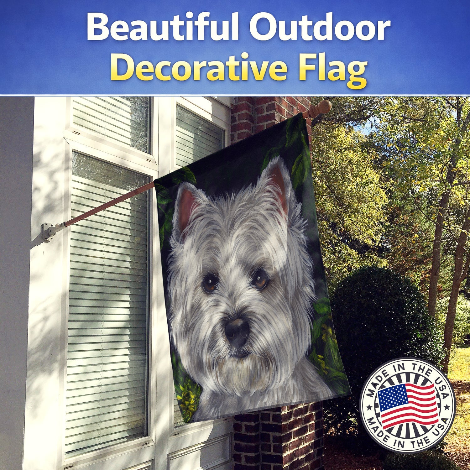 Westie Baby Face House Flag 28x40 Porch Sleeve Pole Decorative Outside Yard Banner Artwork Wall Hanging, Polyester