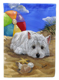 Westie Beach Baby House Flag 28x40 Porch Sleeve Pole Decorative Outside Yard Banner Artwork Wall Hanging, Polyester
