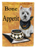 Westie Bone Appetit House Flag 28x40 Porch Sleeve Pole Decorative Outside Yard Banner Artwork Wall Hanging, Polyester