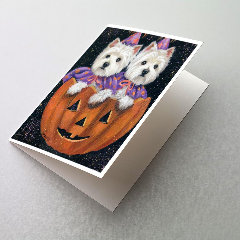 Westie Halloween Pumpkin Ride Greeting Cards Pack of 8 Blank Cards with Envelopes Whimsical A7 Size 5x7