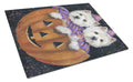 Westie Halloween Pumpkin Ride Cutting Board Tempered Glass Kitchen Cutting Surface, Heat Resistant Chopping, Non-Slip Feet, Food Prep & Serving