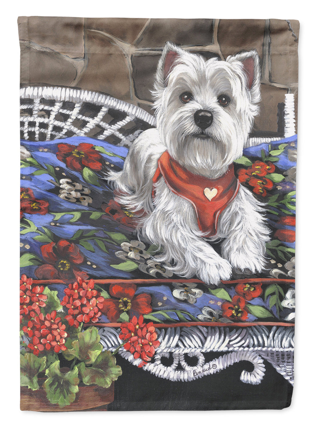 Westie Hannah Mae House Flag 28x40 Porch Sleeve Pole Decorative Outside Yard Banner Artwork Wall Hanging, Polyester