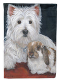 Westie Rabbit Harmony House Flag 28x40 Porch Sleeve Pole Decorative Outside Yard Banner Artwork Wall Hanging, Polyester