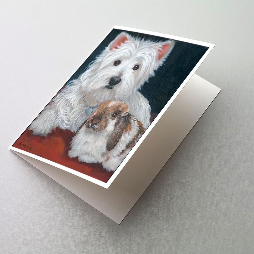Westie Rabbit Harmony Greeting Cards Pack of 8 Blank Cards with Envelopes Whimsical A7 Size 5x7