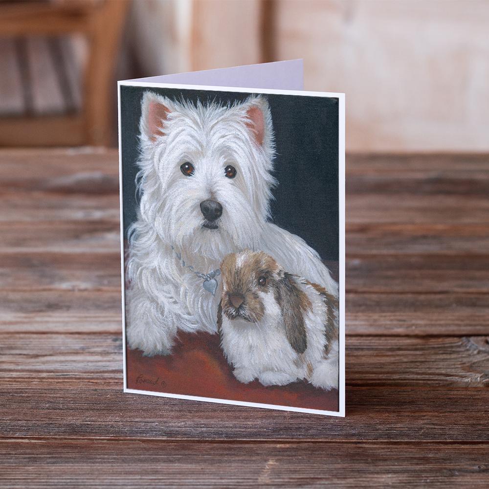 Westie Rabbit Harmony Greeting Cards Pack of 8 Blank Cards with Envelopes Whimsical A7 Size 5x7
