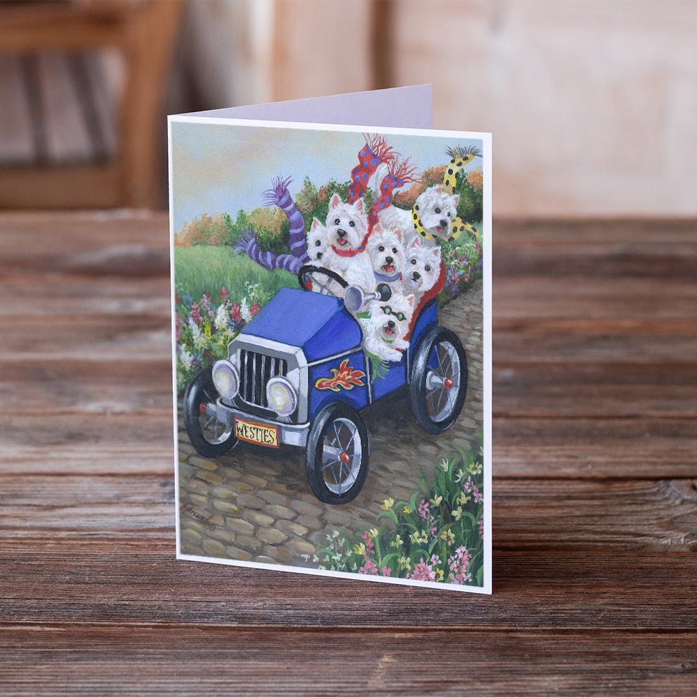 Westie Hot Rod Greeting Cards Pack of 8 Blank Cards with Envelopes Whimsical A7 Size 5x7