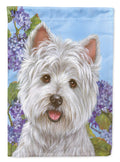 Westie Hydrangea House Flag 28x40 Porch Sleeve Pole Decorative Outside Yard Banner Artwork Wall Hanging, Polyester