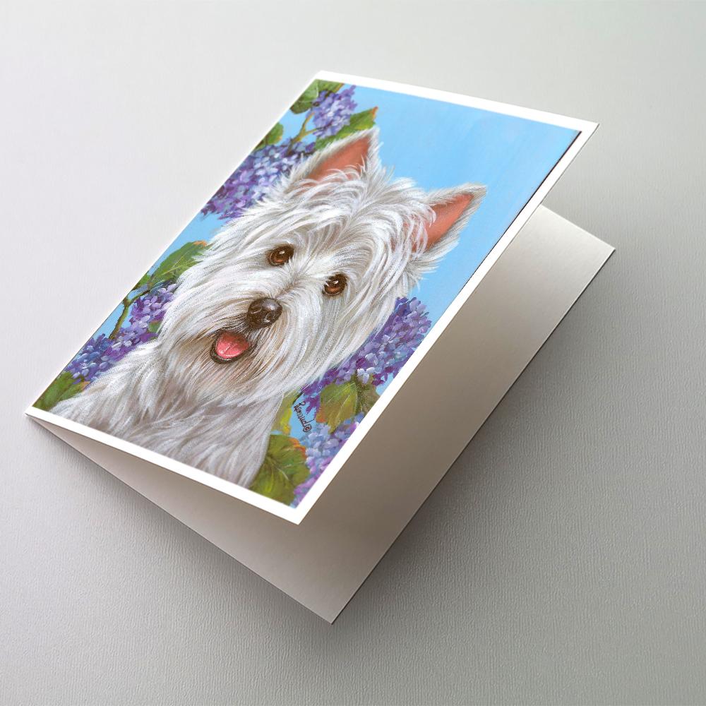 Westie Hydrangea Greeting Cards Pack of 8 Blank Cards with Envelopes Whimsical A7 Size 5x7