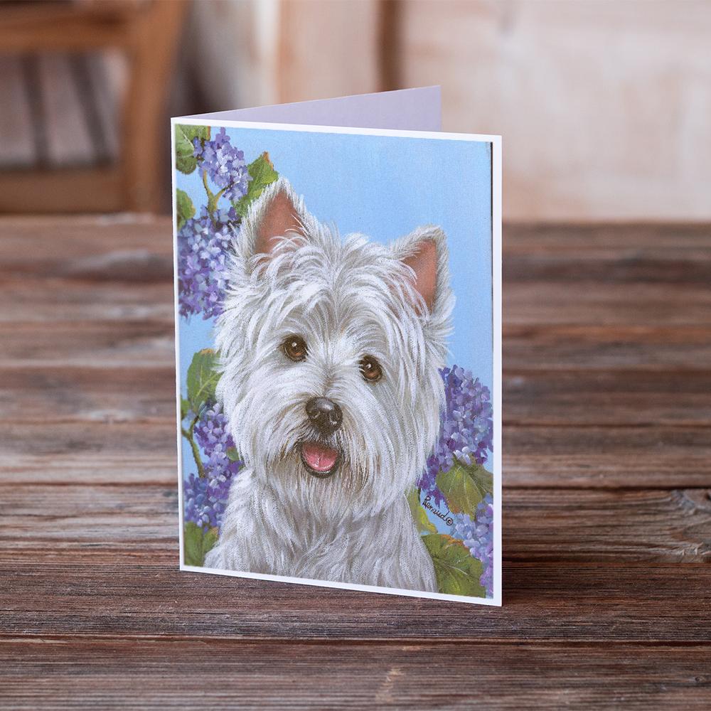 Westie Hydrangea Greeting Cards Pack of 8 Blank Cards with Envelopes Whimsical A7 Size 5x7