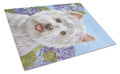 Westie Hydrangea Cutting Board Tempered Glass Kitchen Cutting Surface, Heat Resistant Chopping, Non-Slip Feet, Food Prep & Serving