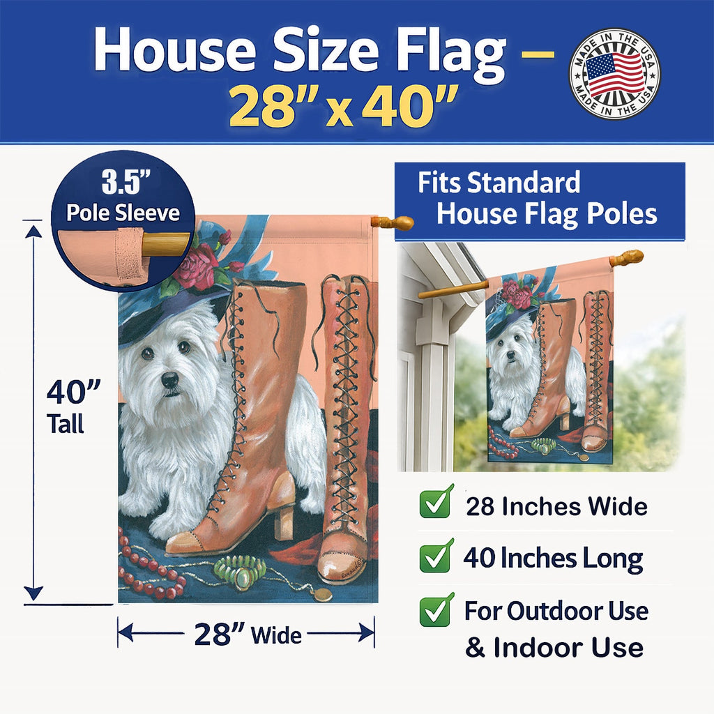 Westie in Mom's Closet House Flag 28x40 Porch Sleeve Pole Decorative Outside Yard Banner Artwork Wall Hanging, Polyester
