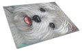 Westie Kissable Face Cutting Board Tempered Glass Kitchen Cutting Surface, Heat Resistant Chopping, Non-Slip Feet, Food Prep & Serving