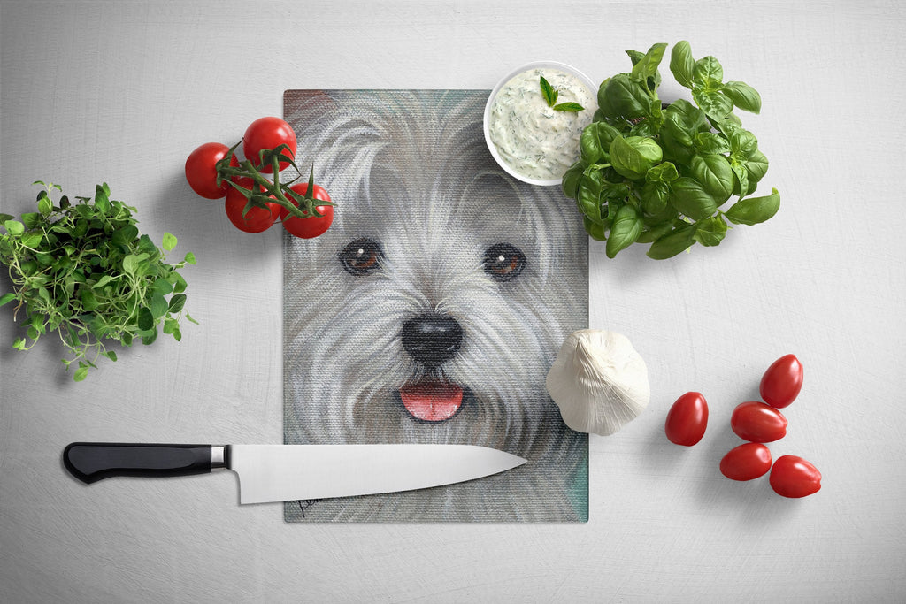 Westie Kissable Face Cutting Board Tempered Glass Kitchen Cutting Surface, Heat Resistant Chopping, Non-Slip Feet, Food Prep & Serving