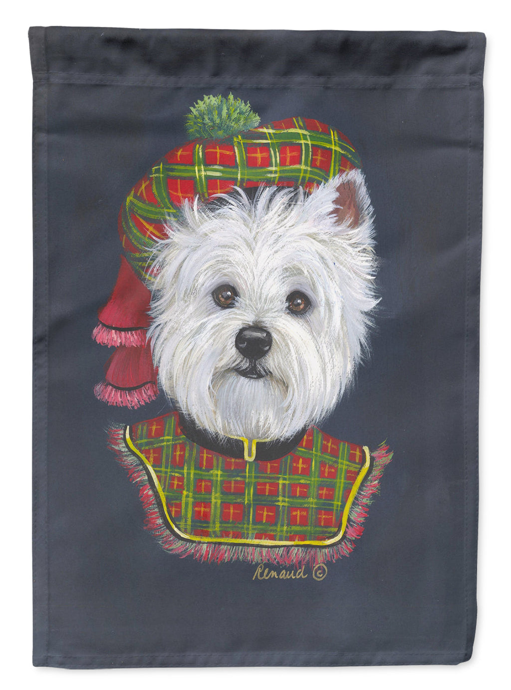 Westie Lad Plaid House Flag 28x40 Porch Sleeve Pole Decorative Outside Yard Banner Artwork Wall Hanging, Polyester