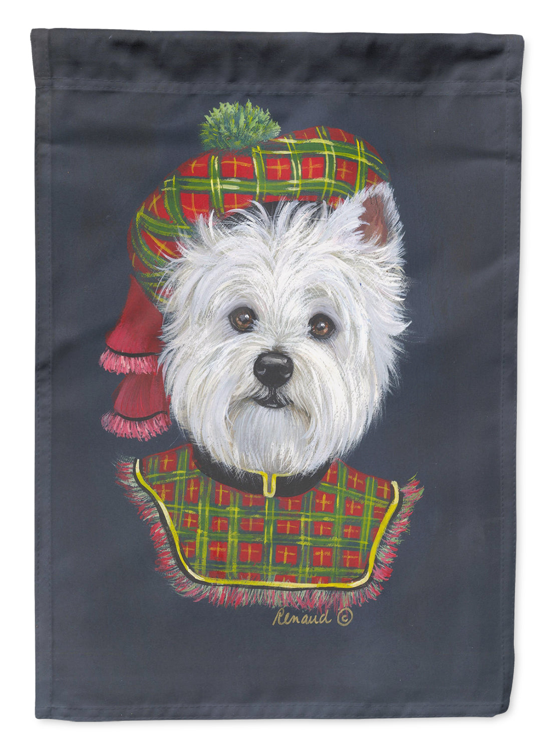 Westie Lad Plaid House Flag 28x40 Porch Sleeve Pole Decorative Outside Yard Banner Artwork Wall Hanging, Polyester