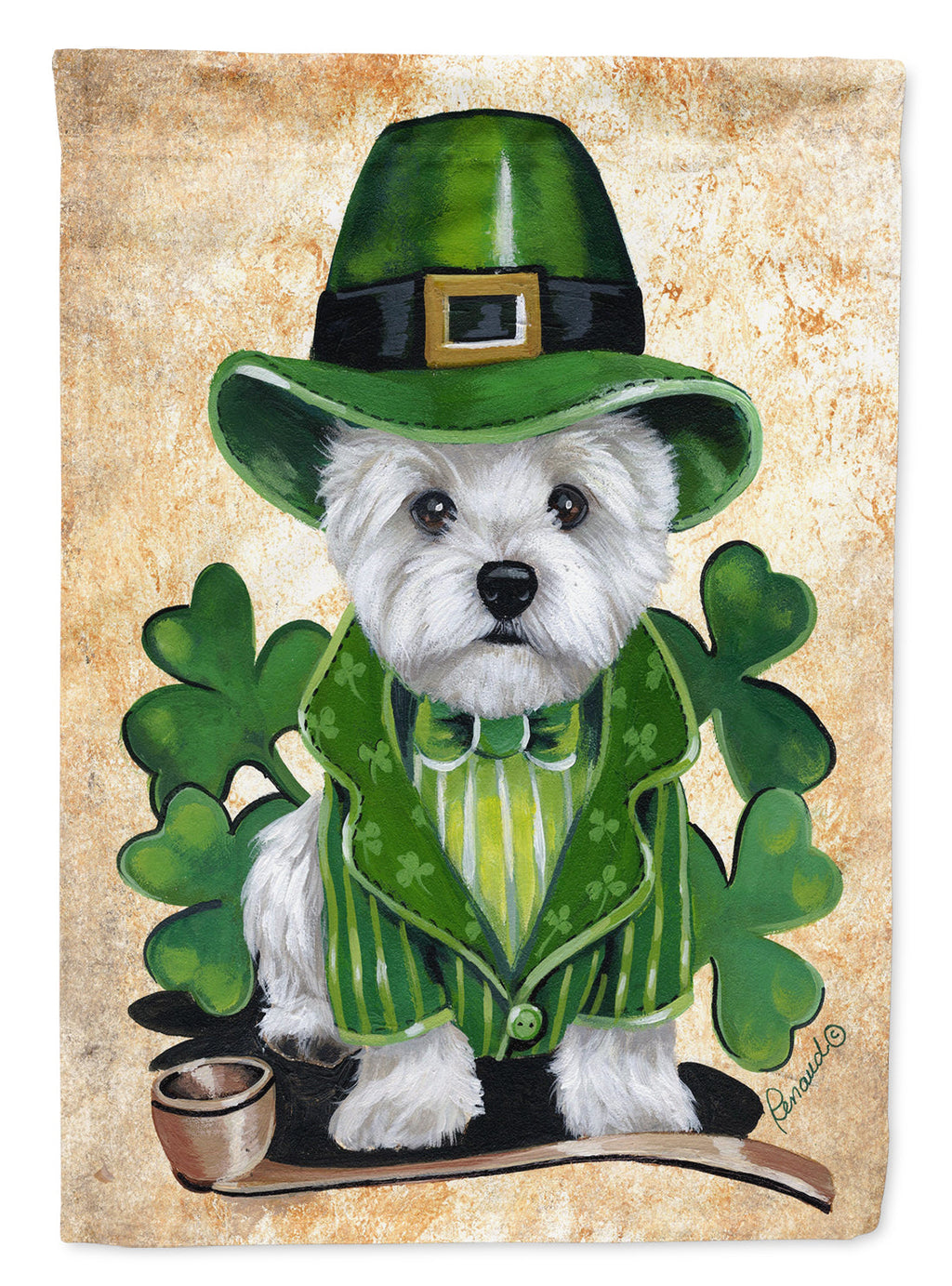 Westie St Patrick's Day Leprechaun House Flag 28x40 Porch Sleeve Pole Decorative Outside Yard Banner Artwork Wall Hanging, Polyester