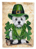 Westie St Patrick's Day Leprechaun House Flag 28x40 Porch Sleeve Pole Decorative Outside Yard Banner Artwork Wall Hanging, Polyester