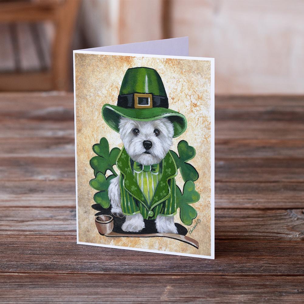 Westie St Patrick's Day Leprechaun Greeting Cards Pack of 8 Blank Cards with Envelopes Whimsical A7 Size 5x7