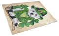 Westie St Patrick's Day Leprechaun Cutting Board Tempered Glass Kitchen Cutting Surface, Heat Resistant Chopping, Non-Slip Feet, Food Prep & Serving